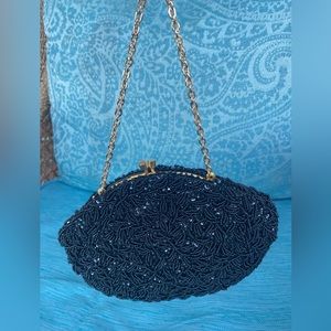 Black Beaded Sparkly Clutch